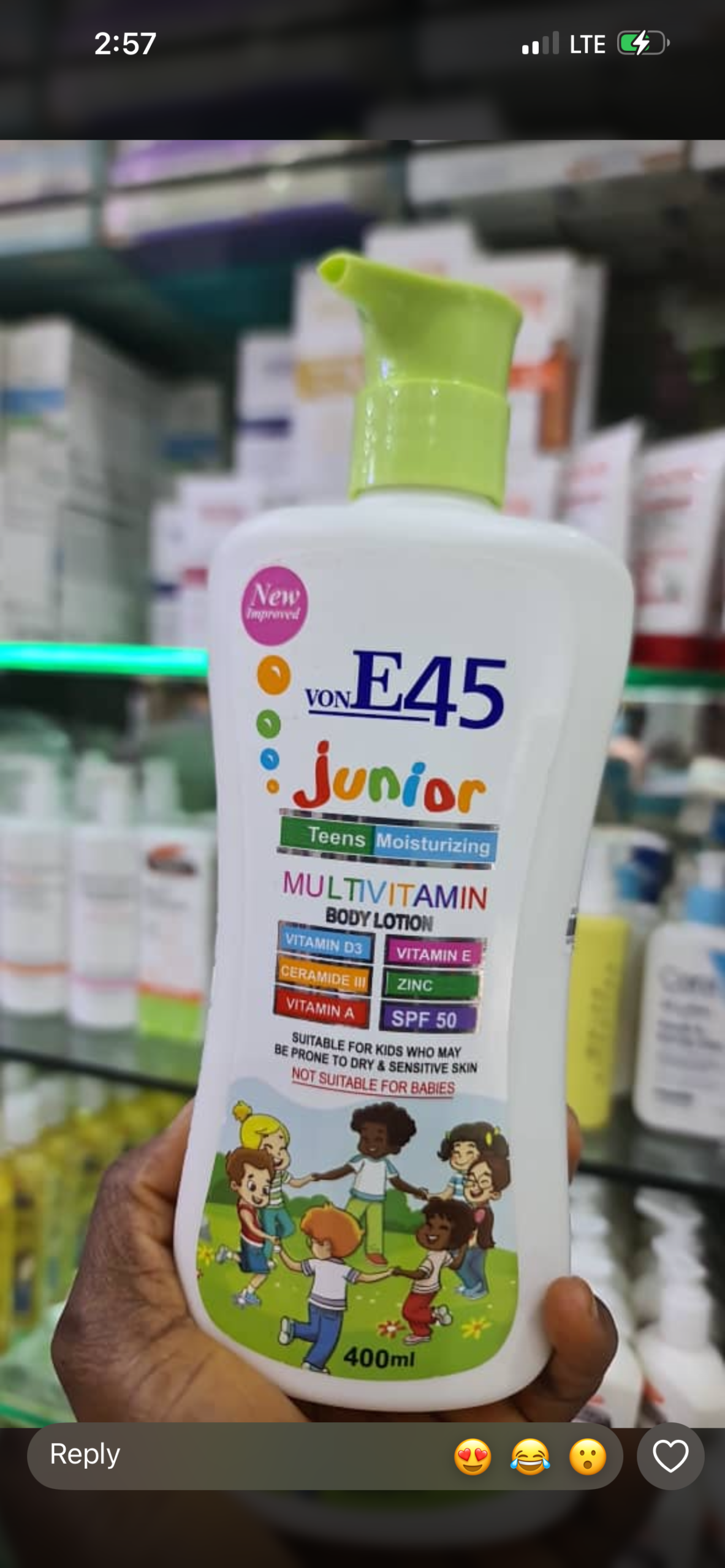 E45 junior body lotion
